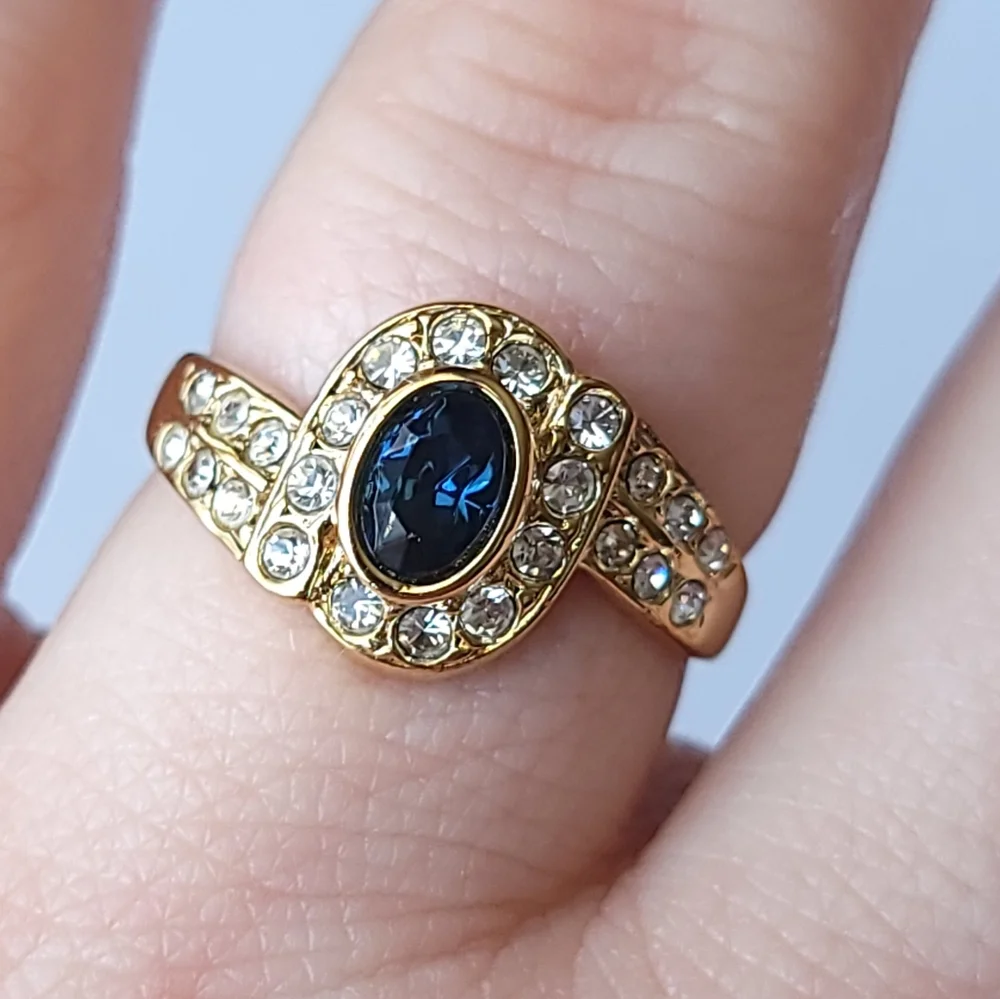 Vintage Sapphire and Diamond Simulated Stone Wrap Ring Size 9.5